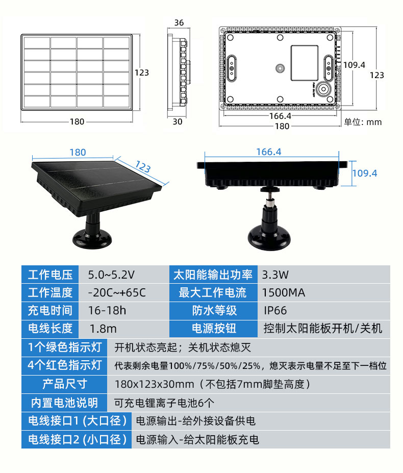 太陽能發(fā)電板移動戶外電源晶硅太陽能